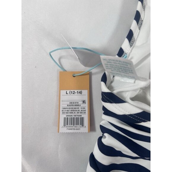 Kona Sol One Piece Swimsuit Stripped High Coverage Sz Large (12-14) NWT - Picture 4 of 6